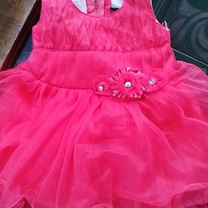 New Baby Girl Pink Net Gown