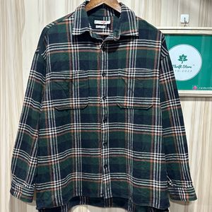 Trensic SPAO Green Flannel Warm Check Shirt