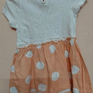 White Peach Cotton Frock