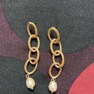 Golden Earings With Pearl