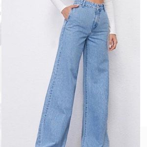 Blue Flared Baggy Jeans