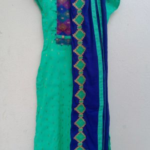 Chanderi Dress With Gold Buti Along Vth Dupatta