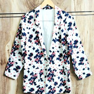 White Printed Coat Size-36