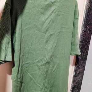 Zudio Olive Green Ribbed Dress In Xl Size