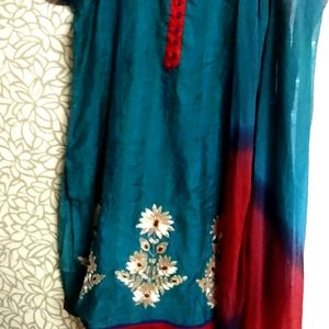 Pure Cotton Heavy Embroidery Work Kurti With Dupat