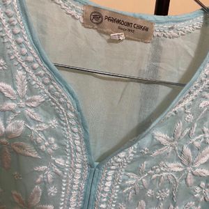 Paramount Chikan Sky Blue Handmade Chikankari Kurt