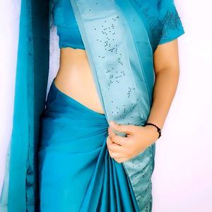 Double Shaded Silk Saree With Blouse