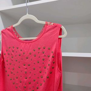 Women's coral Beaded Top