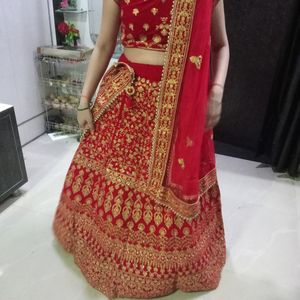 Cherry red lehenga