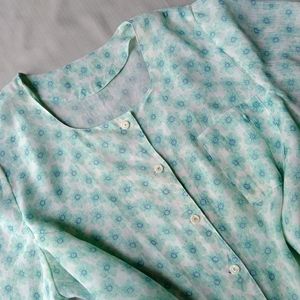 New Cute Korean Floral Crop Shirt