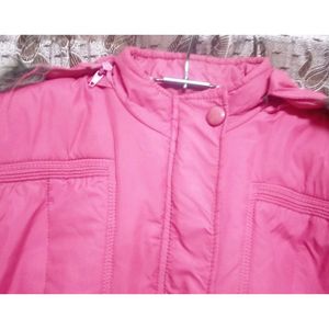 Pink Woolen Fur Puffer Jacket For Women✨