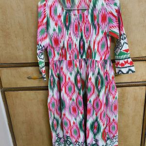 Frock Style Colourful Kurta With Pockets