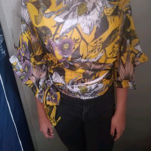 Printed Wrap Top For Women