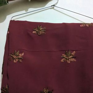 Maroon Sequins Saree