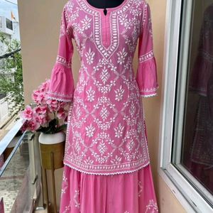 Chickenkari Kurta With Garara Set