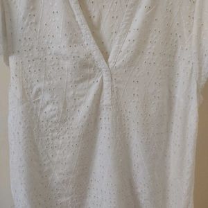 Daily Wear Cotton White Tunic Top