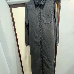 Branded Denim Shirt Dress