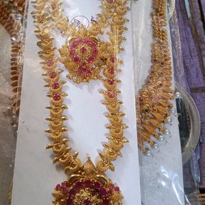 Ruby Stone Gold Colour Neckess Set