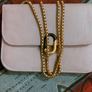 Lavender Sling Bag With Golden Chain