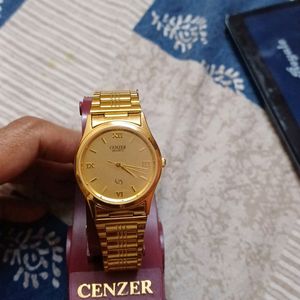 Cenzer Men Wrist Watch Gold Plated