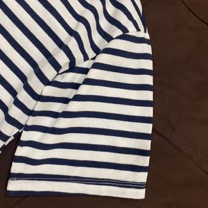 STREET 9 Blue Striped Polo Collar Cotton T.Shirt