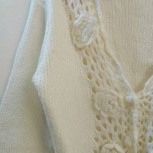 V Neck Crochet Knit Cardigan