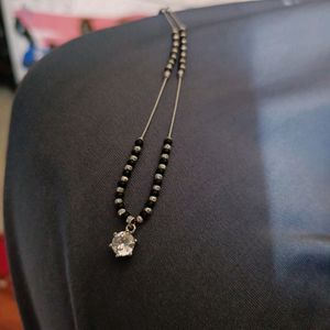 92.5 Silver Black Beads Chain