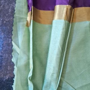 New Poly Silk Saree With Gold-Purple Colour Border