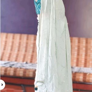 Designer Saree Light Parrot Green