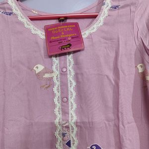 Cotton Kurta Set (Lavender)