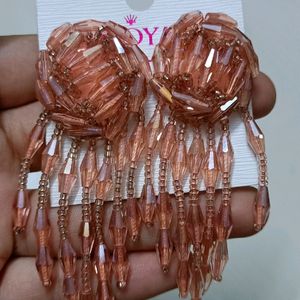 Price Drop! Peach Colour Crystal Earrings