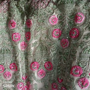 pink fully embroidery work lehenga