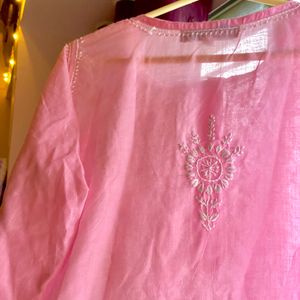 Baby pink short chikankari kurti 🎀