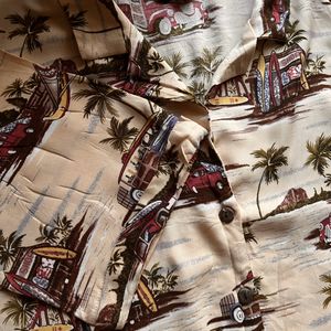 Hawaiian Print Summer Crop Shirt