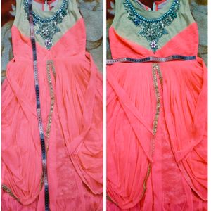 Party Wear Dark Pink Frock ( 7-14 )Age Girls