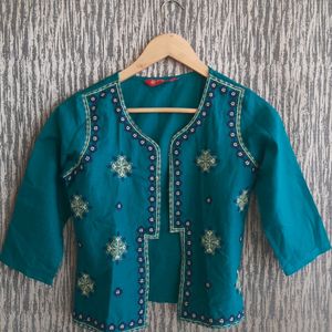 Blue Front Open Shrug For Women