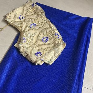 Net Saree With Blouse 32 Size