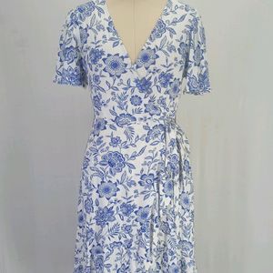 New Wrap Ivory Blue Dress