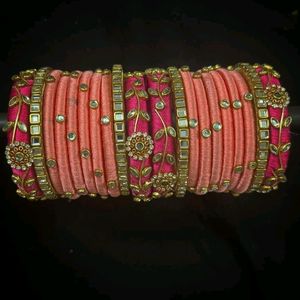 Handmade Floral Silk Thread Bangles Set