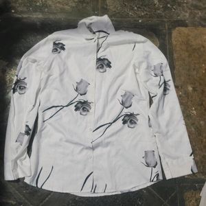 White Printed Shirt Sz M