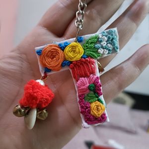 Handmade Embroidery Alphabet Keychain