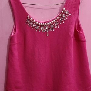 Pink Top With Neck Design