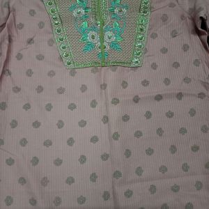 "Elegant Pink Embroidered Kurta with Golden Polka