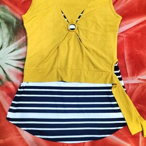 Navy Blue And Mustard Top