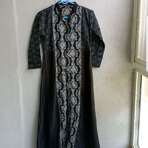 LIBAS BLACK PRINTED COTTON KURTA