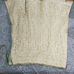 Pista Green Lehnga With Thread Work