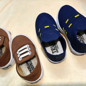 2 Pairs Of Baby Boy Shoes 👟 Blue & Brown Colour