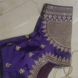 Embroided Violet Colour Work Blouse