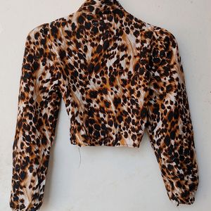 Tiger Print Crop Top For Girls