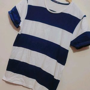 Navy Blue & White T-shirt For Boy & Men 36 Chest